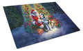 Alaskan Malamute and Santa Claus Cutting Board Tempered Glass Kitchen Cutting Surface, Heat Resistant Chopping, Non-Slip Feet, Food Prep & Serving
