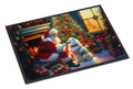 American Eskimo and Santa Claus Doormat Indoor Outdoor 24H X 36W Front Door Mat Rugs for Entryway, Non Slip Washable Low Pile,