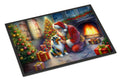 Australian Shepherd and Santa Claus Doormat Indoor Outdoor 24H X 36W Front Door Mat Rugs for Entryway, Non Slip Washable Low Pile,