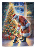 Australian Terrier and Santa Claus House Flag 28x40 Porch Sleeve Pole Decorative Outside Yard Banner Artwork Wall Hanging, Polyester