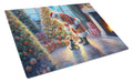Australian Terrier and Santa Claus Cutting Board Tempered Glass Kitchen Cutting Surface, Heat Resistant Chopping, Non-Slip Feet, Food Prep & Serving