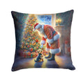 Australian Terrier and Santa Claus Decorative Throw Pillow 18x18 Indoor Outdoor Accent Cushion, Fabric Cover with Insert for Sofa, Bed, Porch & Living Room