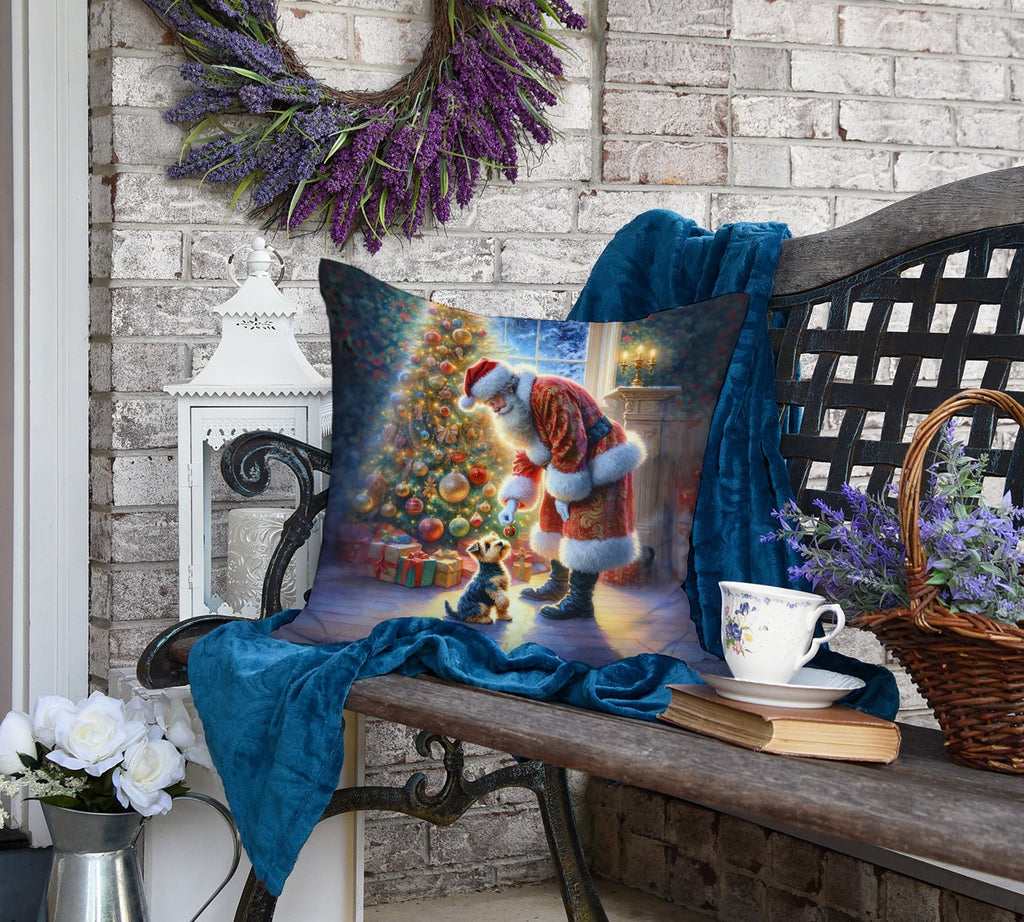 Australian Terrier and Santa Claus Decorative Throw Pillow 18x18 Indoor Outdoor Accent Cushion, Fabric Cover with Insert for Sofa, Bed, Porch & Living Room