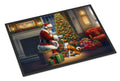 Basenji and Santa Claus Doormat Indoor Outdoor 24H X 36W Front Door Mat Rugs for Entryway, Non Slip Washable Low Pile,