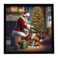 Basenji and Santa Claus Framed Metal Print Bathroom, Kitchen, Office, Home Decor Wall Art Ready to Hang, Square, 8X8