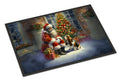 Basset Hound and Santa Claus Doormat Indoor Outdoor 18H X 27W Front Door Mat Rugs for Entryway, Non Slip Washable