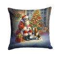 Basset Hound and Santa Claus Decorative Throw Pillow 18x18 Indoor Outdoor Accent Cushion, Fabric Cover with Insert for Sofa, Bed, Porch & Living Room