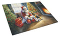 Beagle and Santa Claus Cutting Board Tempered Glass Kitchen Cutting Surface, Heat Resistant Chopping, Non-Slip Feet, Food Prep & Serving