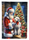 Bedlington Terrier and Santa Claus House Flag 28x40 Porch Sleeve Pole Decorative Outside Yard Banner Artwork Wall Hanging, Polyester