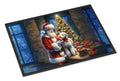 Bedlington Terrier and Santa Claus Doormat Indoor Outdoor 18H X 27W Front Door Mat Rugs for Entryway, Non Slip Washable