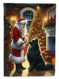 Belgian Sheepdog and Santa Claus House Flag 28x40 Porch Sleeve Pole Decorative Outside Yard Banner Artwork Wall Hanging, Polyester