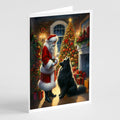 Belgian Sheepdog and Santa Claus Greeting Cards Pack of 8 Blank Cards with Envelopes Whimsical A7 Size 5x7