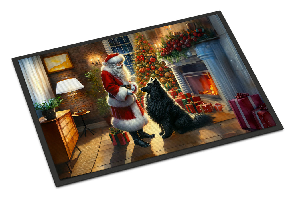 Belgian Sheepdog and Santa Claus Doormat Indoor Outdoor 24H X 36W Front Door Mat Rugs for Entryway, Non Slip Washable Low Pile,