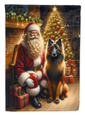 Belgian Tervuren and Santa Claus House Flag 28x40 Porch Sleeve Pole Decorative Outside Yard Banner Artwork Wall Hanging, Polyester