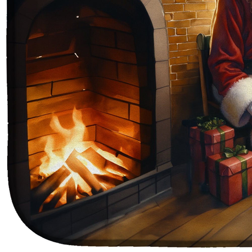 Belgian Tervuren and Santa Claus Dish Drying Mat Absorbent Dish Drying Mat Pad for Kitchen Counter Dish Drainer Mat for Countertop, 14 x 21", Multicolor
