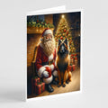 Belgian Tervuren and Santa Claus Greeting Cards Pack of 8 Blank Cards with Envelopes Whimsical A7 Size 5x7