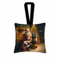 Belgian Tervuren and Santa Claus Hanging Square Fabric Ornament 3.5 × 3.5 Decorative Door-Knob & Tree Hanger, Soft Fabric