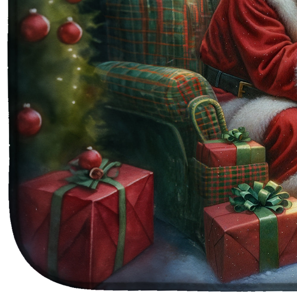 Bernese Mountain Dog and Santa Claus Dish Drying Mat Absorbent Dish Drying Mat Pad for Kitchen Counter Dish Drainer Mat for Countertop, 14 x 21", Multicolor