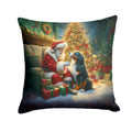 Bernese Mountain Dog and Santa Claus Decorative Throw Pillow 18x18 Indoor Outdoor Accent Cushion, Fabric Cover with Insert for Sofa, Bed, Porch & Living Room