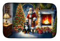Bernese Mountain Dog and Santa Claus Dish Drying Mat Absorbent Dish Drying Mat Pad for Kitchen Counter Dish Drainer Mat for Countertop, 14 x 21", Multicolor