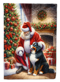 Bernese Mountain Dog and Santa Claus House Flag 28x40 Porch Sleeve Pole Decorative Outside Yard Banner Artwork Wall Hanging, Polyester