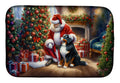 Bernese Mountain Dog and Santa Claus Dish Drying Mat Absorbent Dish Drying Mat Pad for Kitchen Counter Dish Drainer Mat for Countertop, 14 x 21", Multicolor