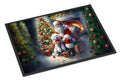Bichon Frise and Santa Claus Doormat Indoor Outdoor 18H X 27W Front Door Mat Rugs for Entryway, Non Slip Washable