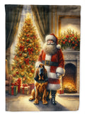 Bloodhound and Santa Claus House Flag 28x40 Porch Sleeve Pole Decorative Outside Yard Banner Artwork Wall Hanging, Polyester