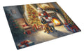 Bloodhound and Santa Claus Cutting Board Tempered Glass Kitchen Cutting Surface, Heat Resistant Chopping, Non-Slip Feet, Food Prep & Serving
