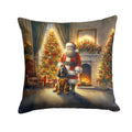 Bloodhound and Santa Claus Decorative Throw Pillow 14x14 Indoor Outdoor Accent Cushion, Fabric Cover with Insert for Sofa, Bed, Porch & Living Room