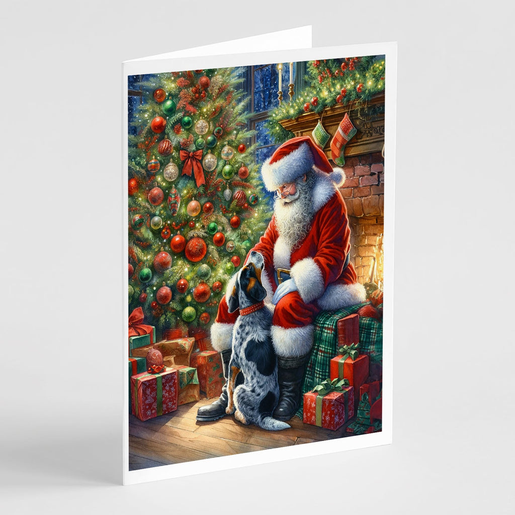 Bluetick Hound and Santa Claus Greeting Cards Pack of 8 Blank Cards with Envelopes Whimsical A7 Size 5x7