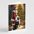 Border Collie and Santa Claus Greeting Cards Pack of 8 Blank Cards with Envelopes Whimsical A7 Size 5x7