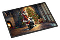 Border Collie and Santa Claus Doormat Indoor Outdoor 24H X 36W Front Door Mat Rugs for Entryway, Non Slip Washable Low Pile,