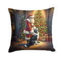 Border Collie and Santa Claus Decorative Throw Pillow 18x18 Indoor Outdoor Accent Cushion, Fabric Cover with Insert for Sofa, Bed, Porch & Living Room
