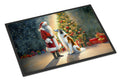 Borzoi and Santa Claus Doormat Indoor Outdoor 24H X 36W Front Door Mat Rugs for Entryway, Non Slip Washable Low Pile,