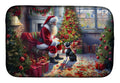 Boston Terrier and Santa Claus Dish Drying Mat Absorbent Dish Drying Mat Pad for Kitchen Counter Dish Drainer Mat for Countertop, 14 x 21", Multicolor