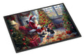 Boston Terrier and Santa Claus Doormat Indoor Outdoor 18H X 27W Front Door Mat Rugs for Entryway, Non Slip Washable