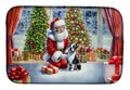Boston Terrier and Santa Claus Dish Drying Mat Absorbent Dish Drying Mat Pad for Kitchen Counter Dish Drainer Mat for Countertop, 14 x 21", Multicolor