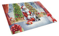 Boston Terrier and Santa Claus Cutting Board Tempered Glass Kitchen Cutting Surface, Heat Resistant Chopping, Non-Slip Feet, Food Prep & Serving