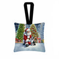 Boston Terrier and Santa Claus Hanging Square Fabric Ornament 3.5 × 3.5 Decorative Door-Knob & Tree Hanger, Soft Fabric