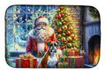 Boxer and Santa Claus Dish Drying Mat Absorbent Dish Drying Mat Pad for Kitchen Counter Dish Drainer Mat for Countertop, 14 x 21", Multicolor