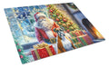 Boxer and Santa Claus Cutting Board Tempered Glass Kitchen Cutting Surface, Heat Resistant Chopping, Non-Slip Feet, Food Prep & Serving