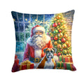 Boxer and Santa Claus Decorative Throw Pillow 14x14 Indoor Outdoor Accent Cushion, Fabric Cover with Insert for Sofa, Bed, Porch & Living Room