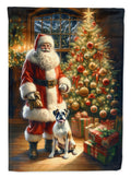 Boxer and Santa Claus House Flag 28x40 Porch Sleeve Pole Decorative Outside Yard Banner Artwork Wall Hanging, Polyester