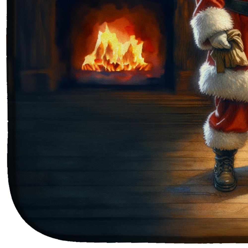 Boxer and Santa Claus Dish Drying Mat Absorbent Dish Drying Mat Pad for Kitchen Counter Dish Drainer Mat for Countertop, 14 x 21", Multicolor