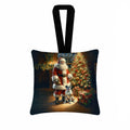 Boxer and Santa Claus Hanging Square Fabric Ornament 3.5 × 3.5 Decorative Door-Knob & Tree Hanger, Soft Fabric