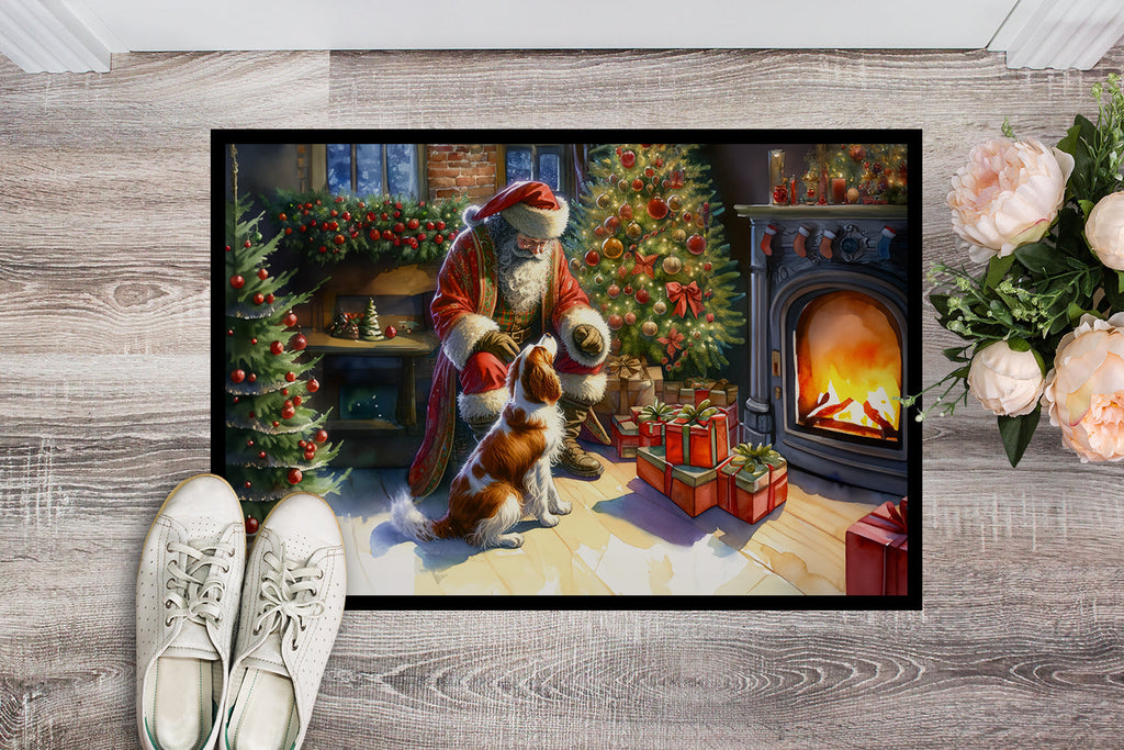 Brittany and Santa Claus Doormat Indoor Outdoor 24H X 36W Front Door Mat Rugs for Entryway, Non Slip Washable Low Pile,