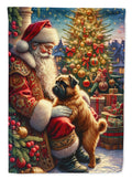 Brussels Griffon and Santa Claus House Flag 28x40 Porch Sleeve Pole Decorative Outside Yard Banner Artwork Wall Hanging, Polyester