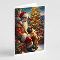 Brussels Griffon and Santa Claus Greeting Cards Pack of 8 Blank Cards with Envelopes Whimsical A7 Size 5x7