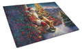 Brussels Griffon and Santa Claus Cutting Board Tempered Glass Kitchen Cutting Surface, Heat Resistant Chopping, Non-Slip Feet, Food Prep & Serving